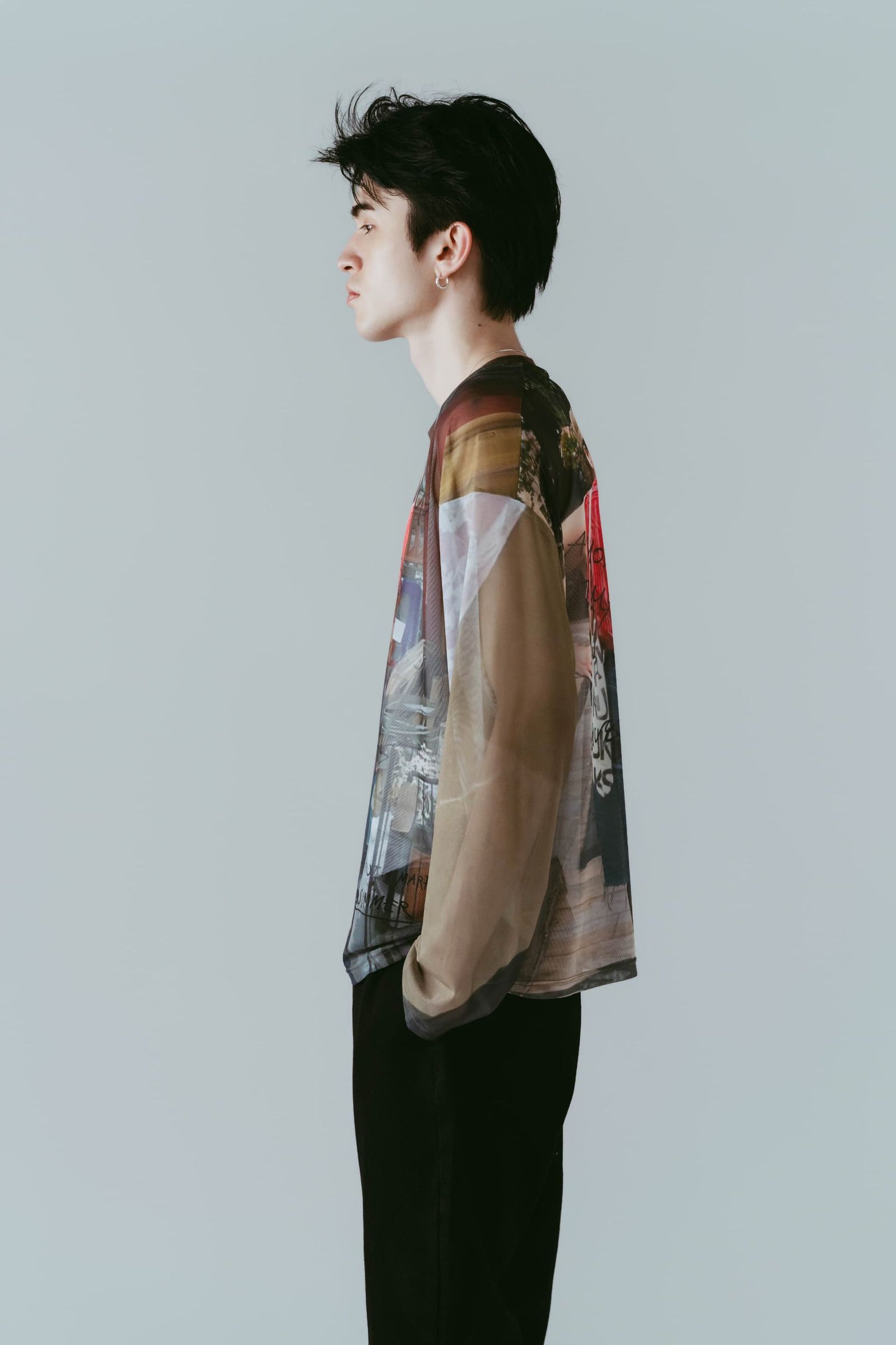 シアープリント ロングスリーブTシャツ (オジ) oji sheer long-sleeve tee(unisex) (Oji) /  26SS