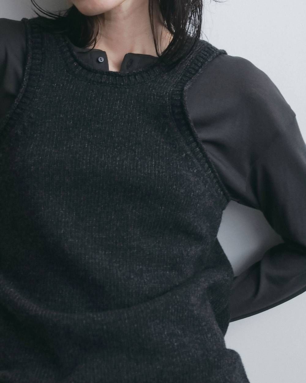 ニットロングタンクトップ (チャコールグレー) Knit Long Tanktop (Charcoal gray) / 26AW 【6月29日まで期間限定予約】