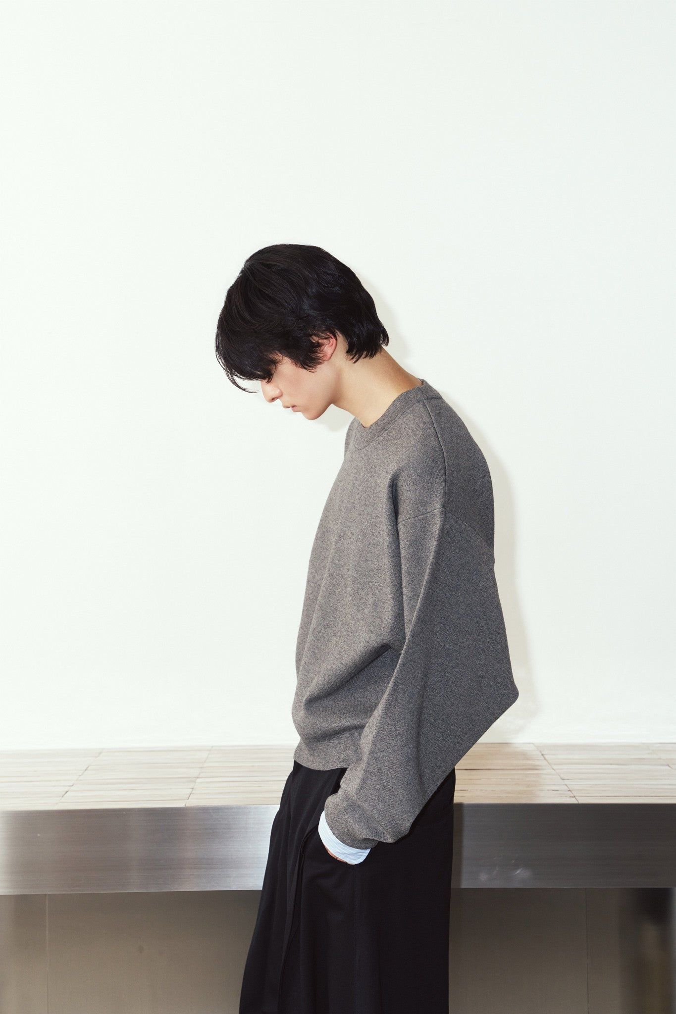 【UNISEXサイズ】2ウェイ ノームコア ニット (グレー) 2way cuffs normcore knit(unisex) (Gray) / 26AW