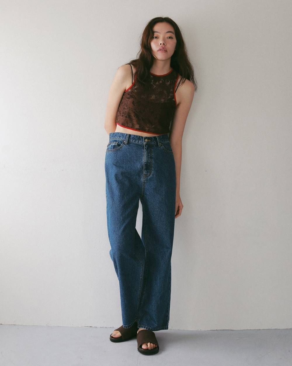 レース ノースリーブトップス (ブラウン) Lace Sleeveless Tops (Brown) / 27SS