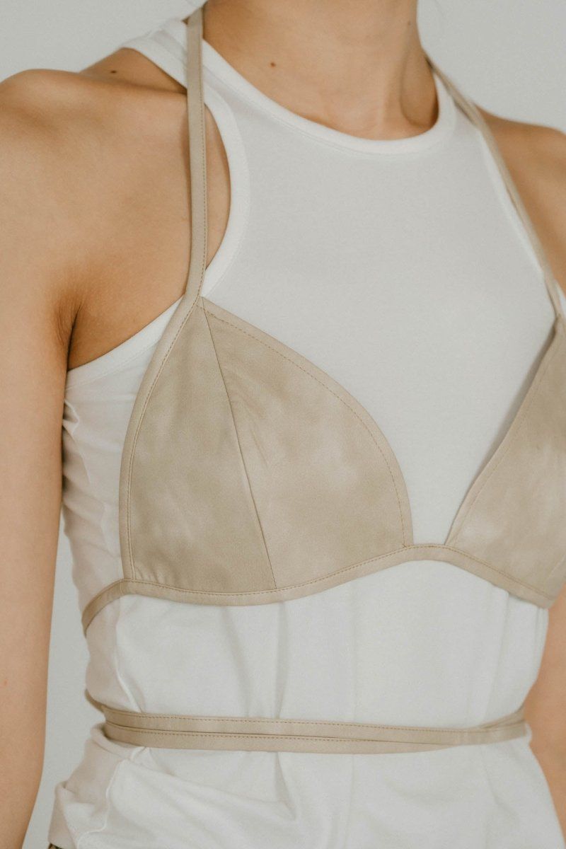 wrap leather bustier / ラップレザービスチェ (サンドベージュ) / 25SS