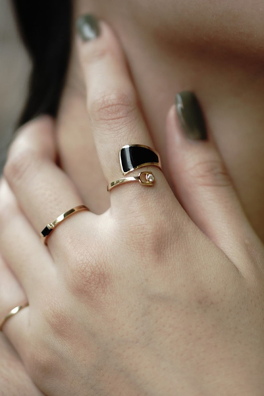 BLACK ENAMEL PINCH RING / ブラック エナメル ピンチリング STERLING SILVER 925 (シルバー)