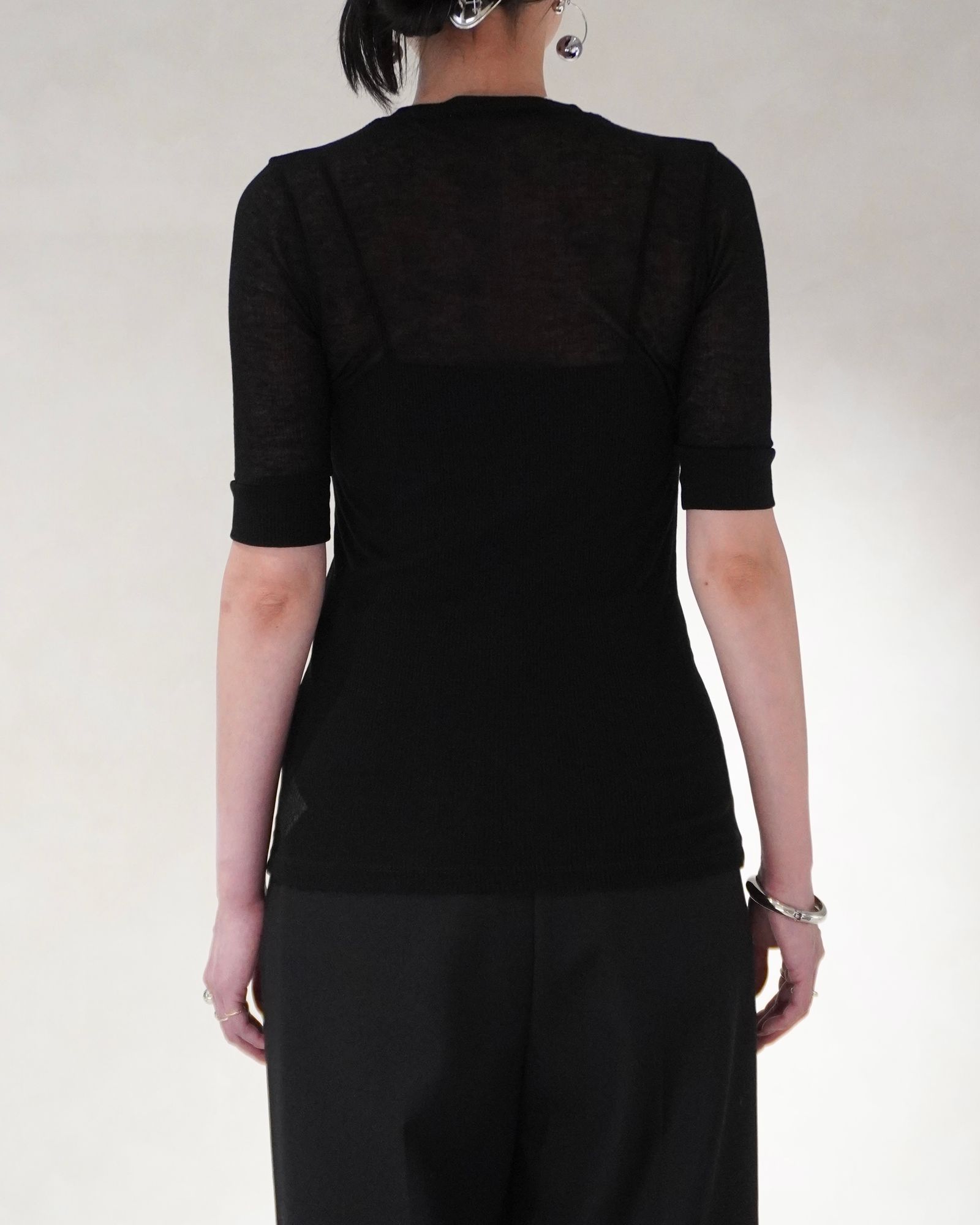 ヘンリートップス (ブラック) TENCEL CASHMERE HENLEY TOP (Black) / 26SS