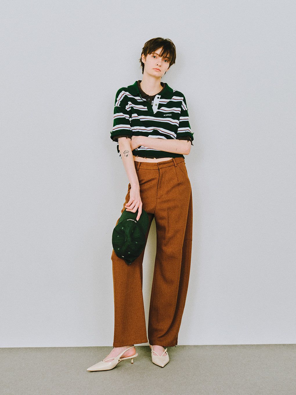 LOOSE ROUND SLIT PANTS / ルーズ ラウンド スリットパンツ (チョコ)