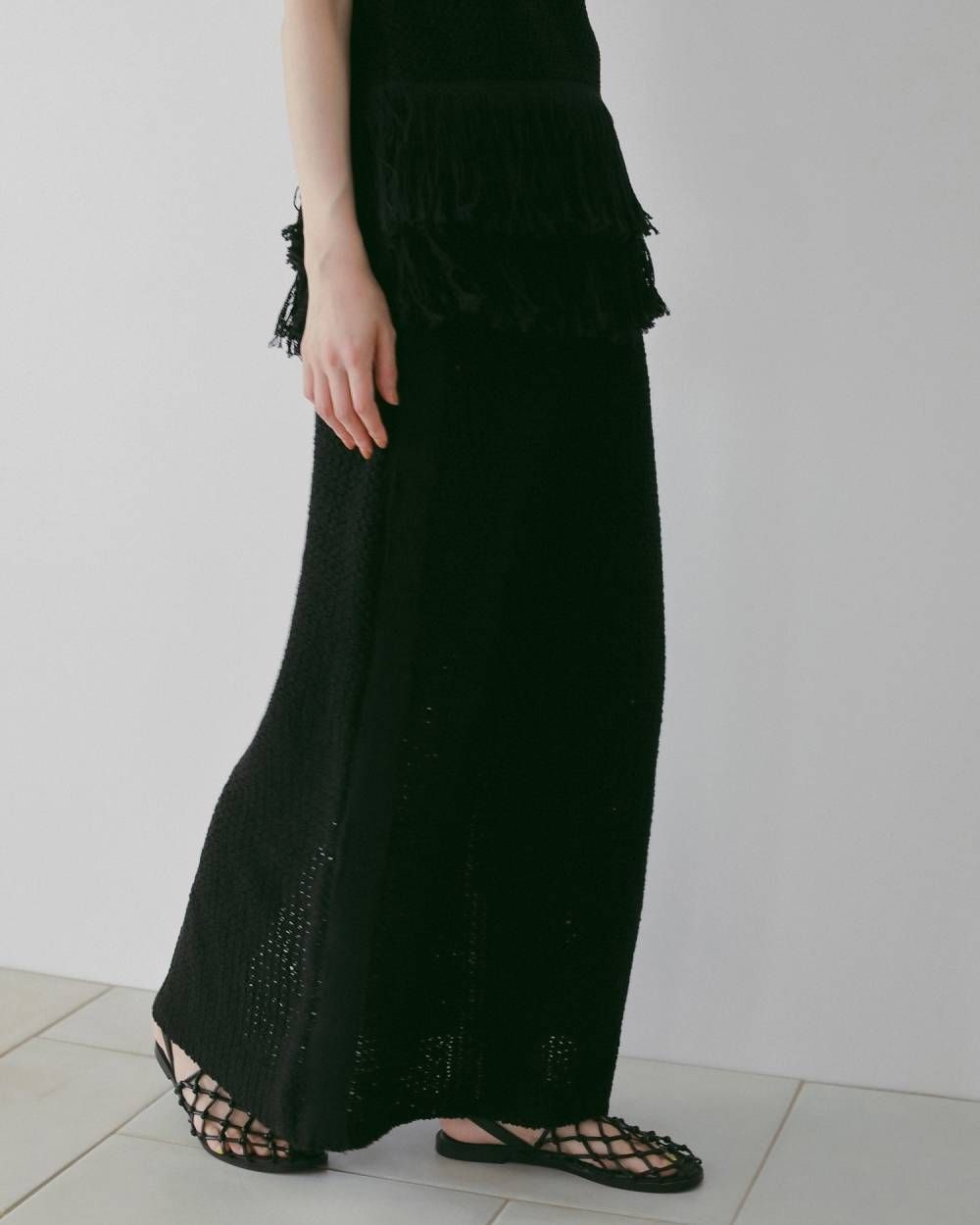 クロシェニットスカート (ブラック) Crochet Knit Skirt (Black) / 26SS