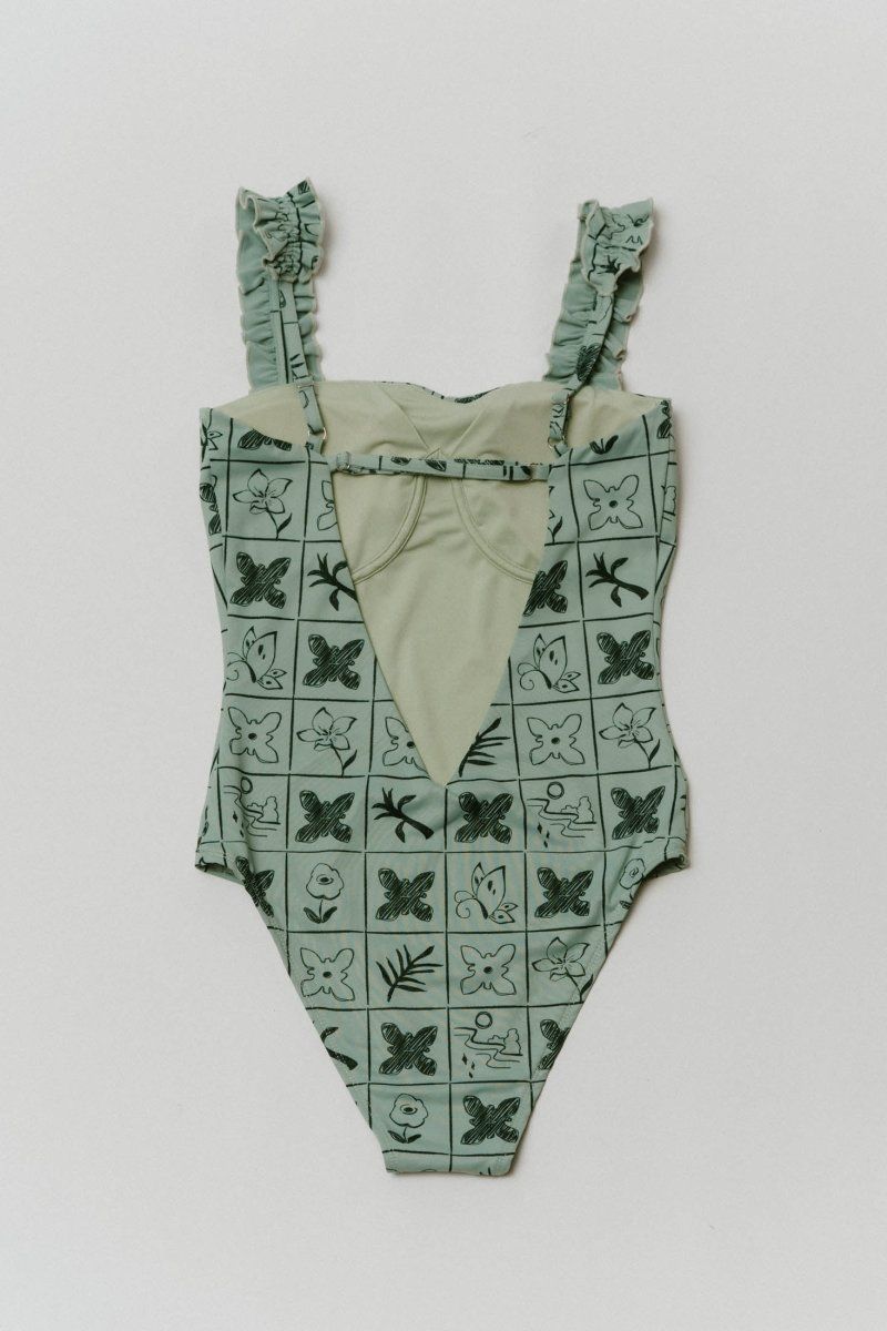 Knuth Marf - back open flower swim suit / バックオープン