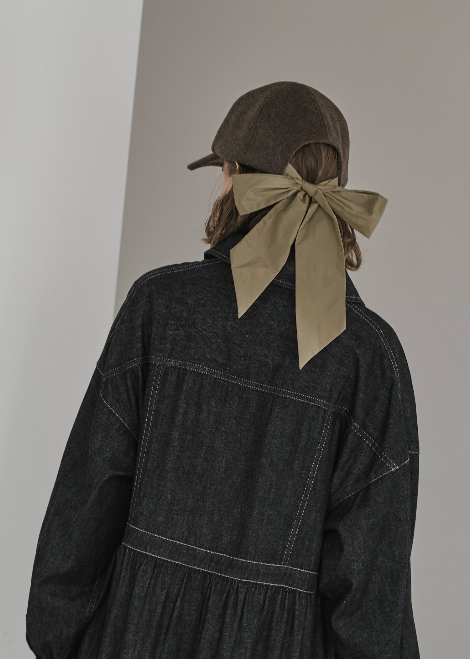 wool touch back ribbon casquette cap / ウールタッチ バックリボン キャスケットキャップ (マロン) / 25AW