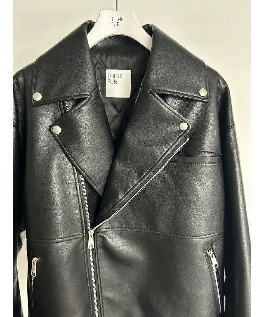 【25AW】Eco Leather Riders Jacket (ブラック) / エコレザーライダースジャケット / フェイクレザー