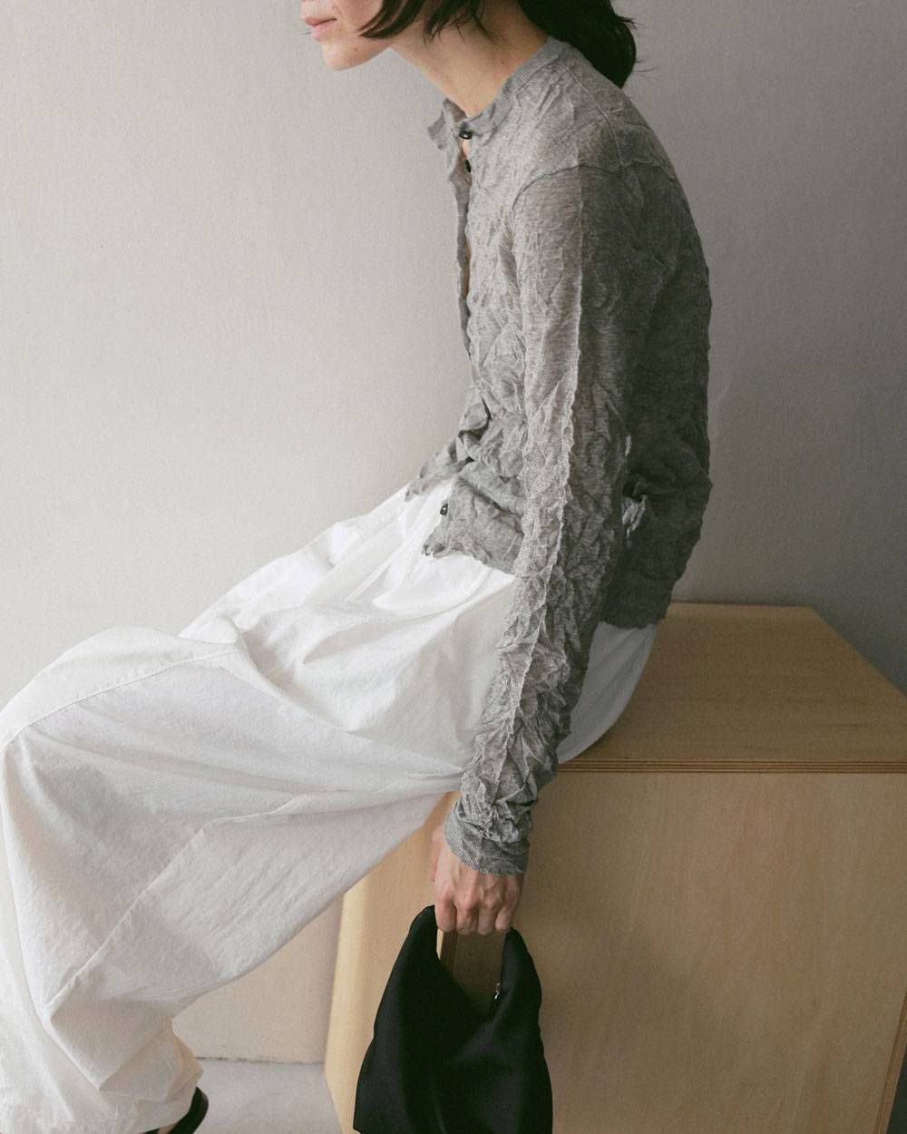 ウォッシャーニットカーディガン (グレー) Washer Knit Cardigan (Gray) / 27SS
