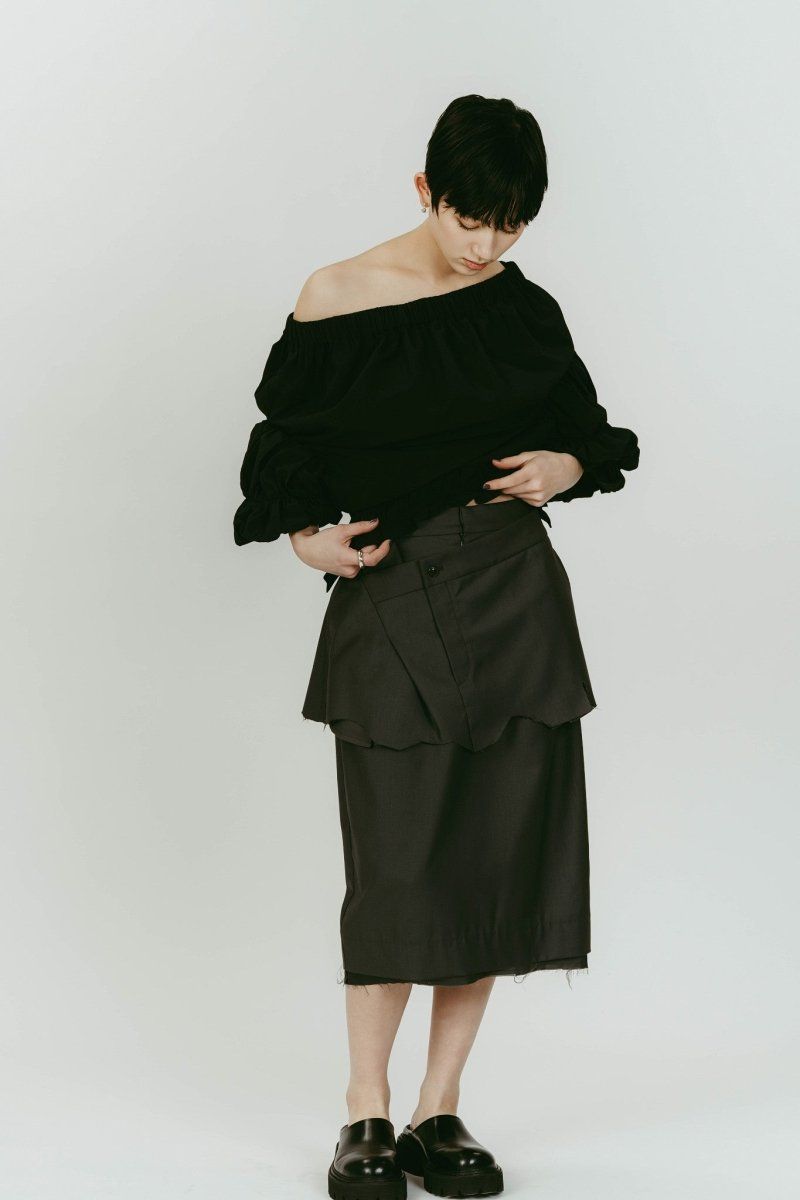 many way frill blouse (Black) / メニーウェイ フリルブラウス (ブラック) / 26SS