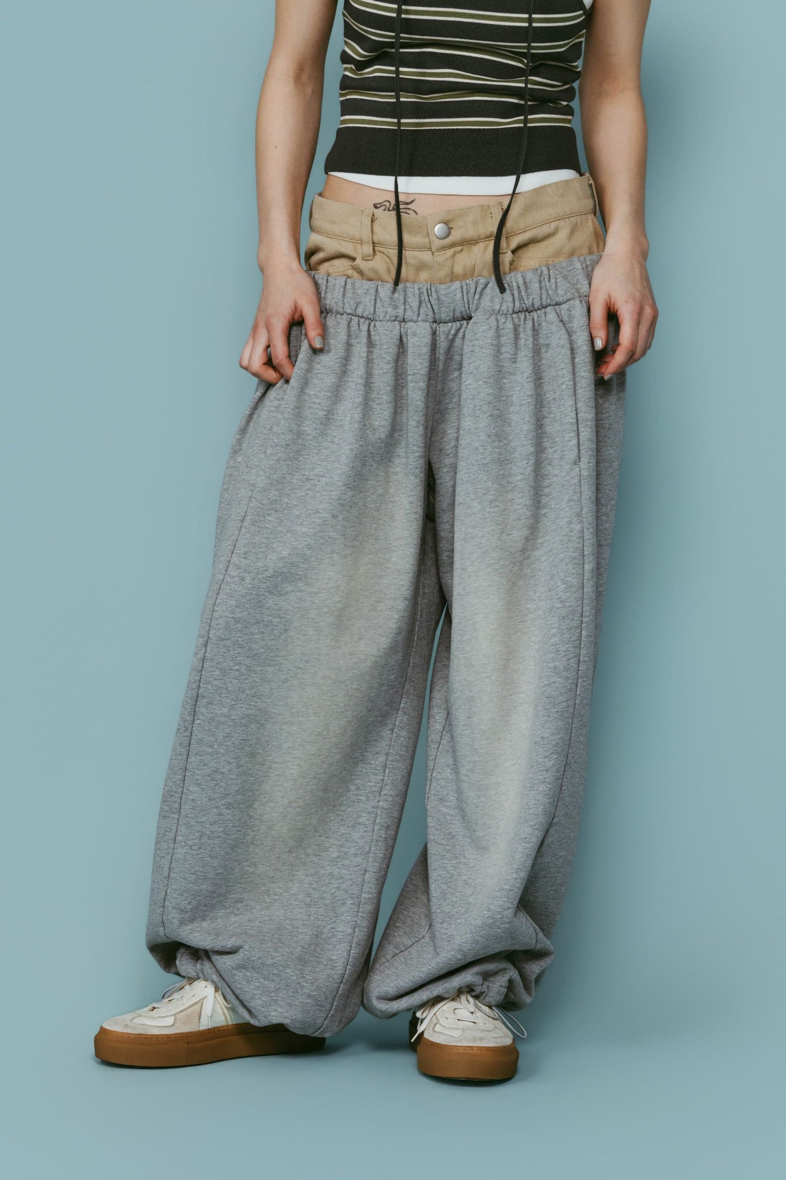 ダブルレイヤースウェットパンツ (グレー) double-layer sweatpants (Gray) /  26SS
