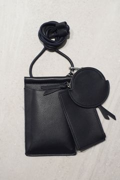 RECYCLING LEATHER MULTI MOBILE POUCH / リサイクルレザーマルチモバイルポーチ (ブラック) スマホショルダー/コインケース・カードホルダー付き / 取り外し可能