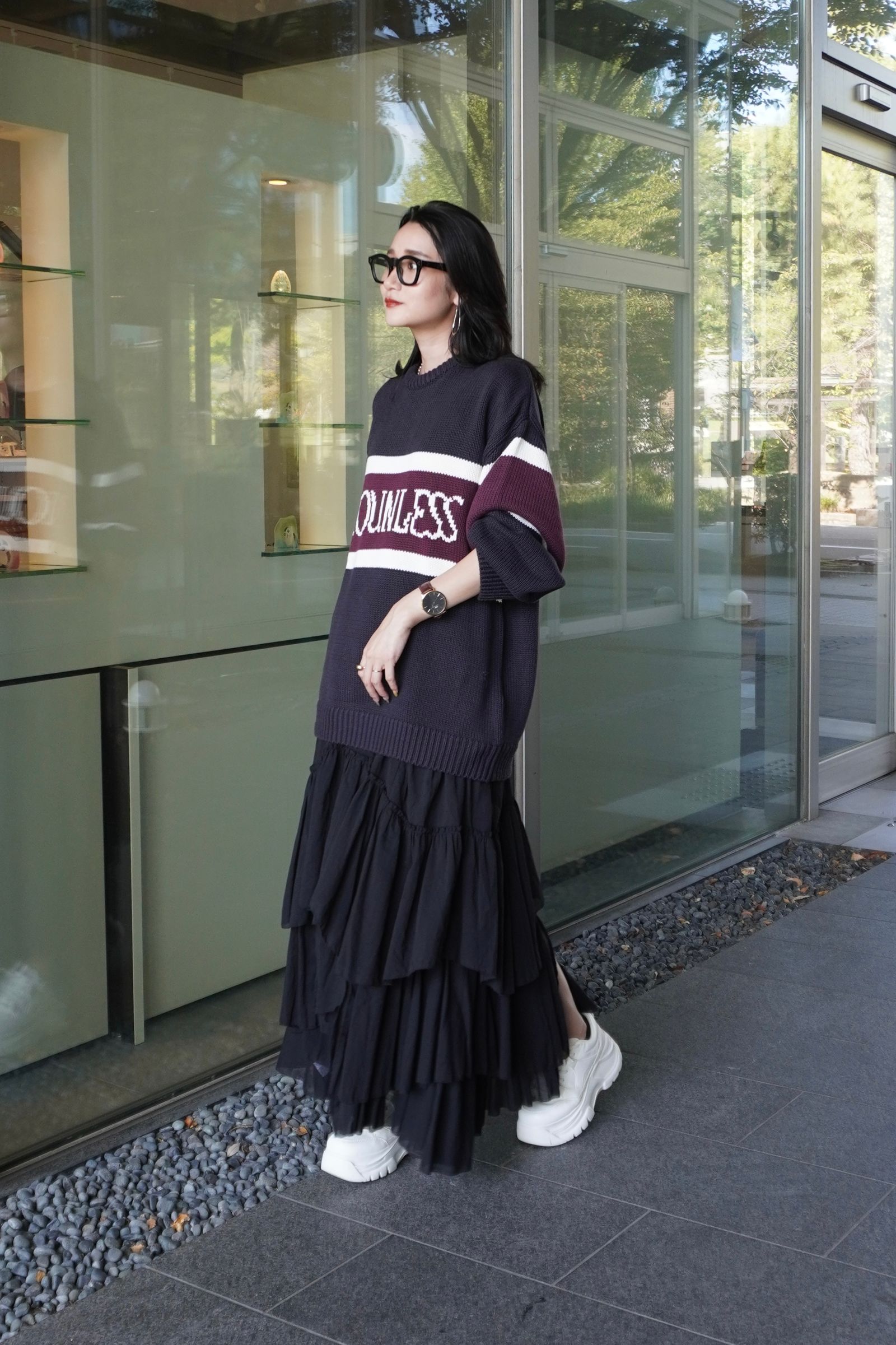 NOUNLESS CLASSIC LOGO KNIT (NAVY) / クラシックロゴニット ネイビー