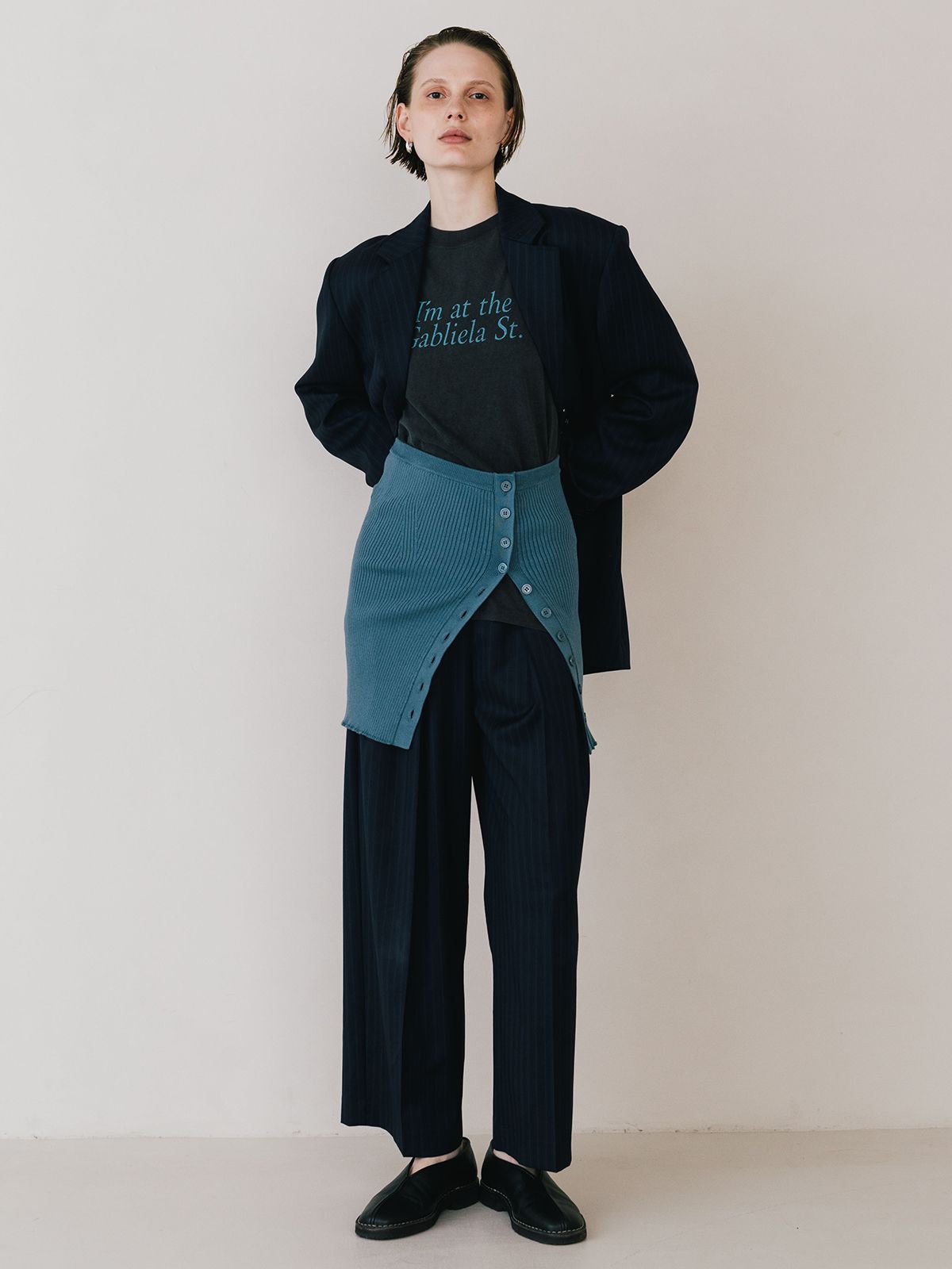 【25SS】RIB BUSTIER SET KNIT / リブ ビスチェセットニット (ブルー)