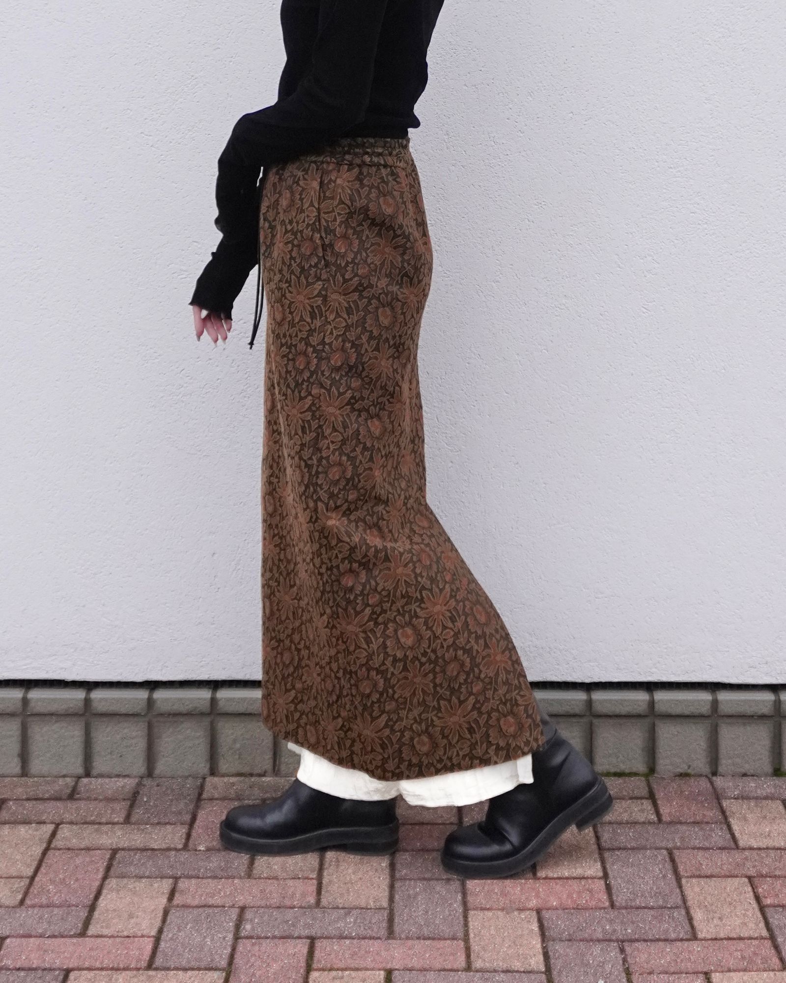 Adam jacquard long skirt / アダムジャカードロングスカート (ブラウン)