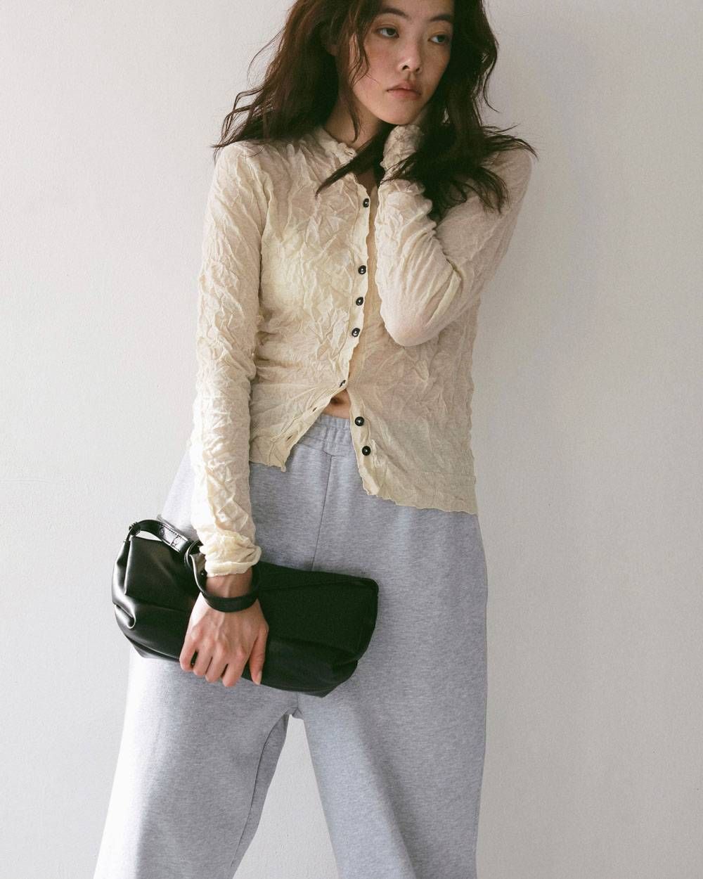 ウォッシャーニットカーディガン (クリーム) Washer Knit Cardigan (Cream) / 27SS