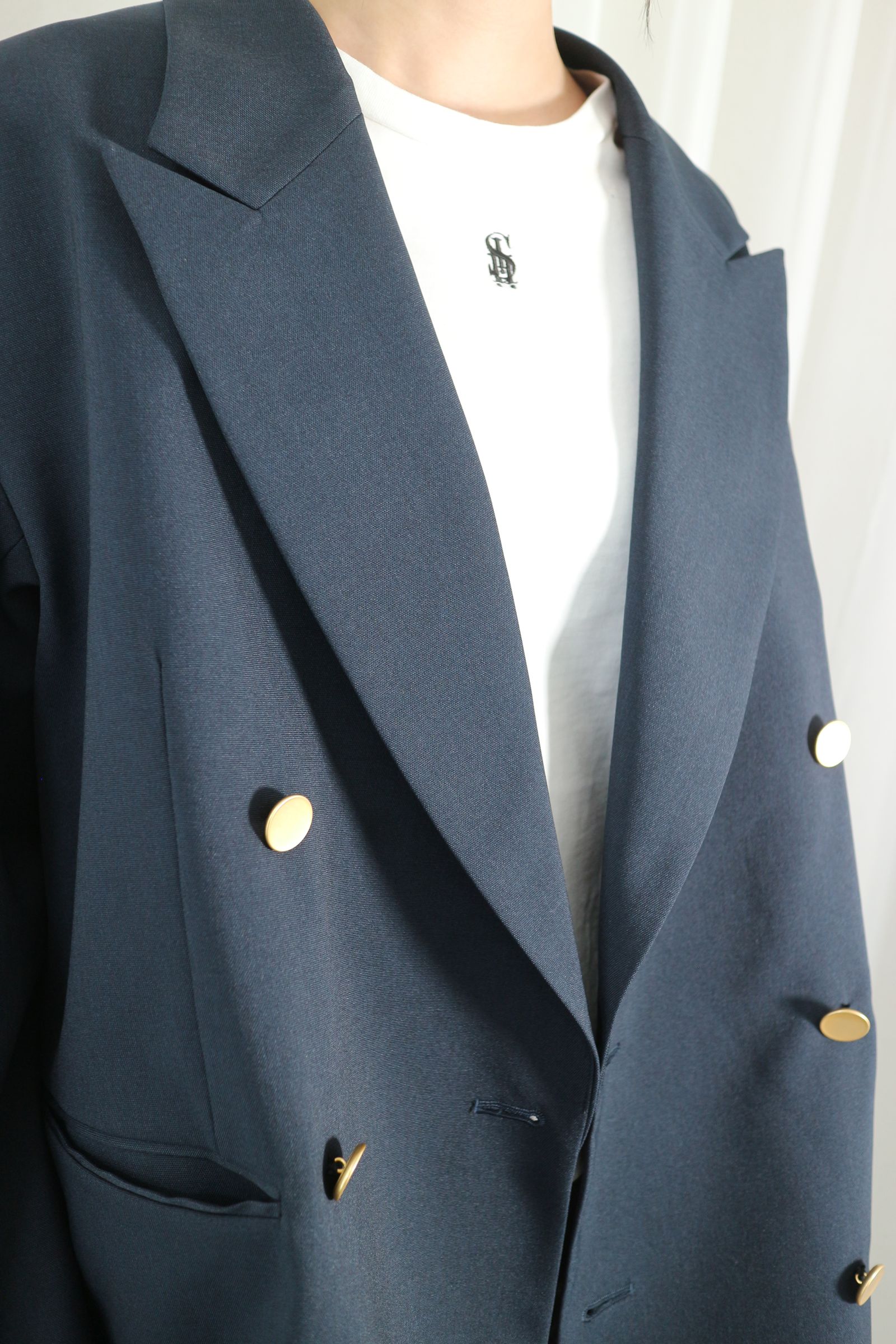 SHOULDER SLIT BLAZER JACKET / ショルダースリットブレザージャケット (ネイビー)