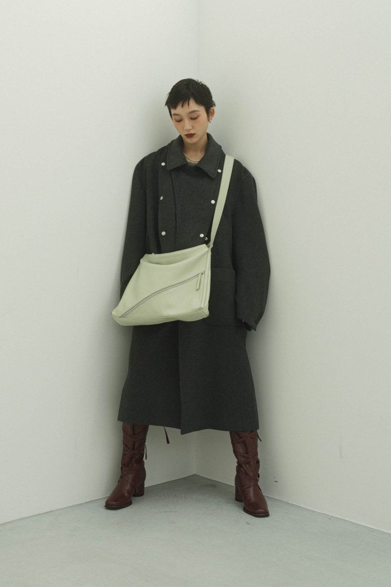 front zip pocket shoulder bag / フロントジップポケット ショルダーバッグ (ライムグリーン)