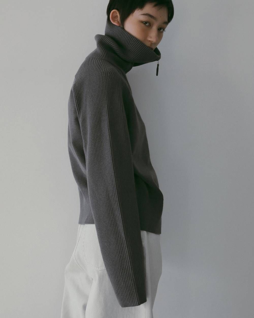 Zip Rib Knit / ジップリブニット (Gray) / 26SS
