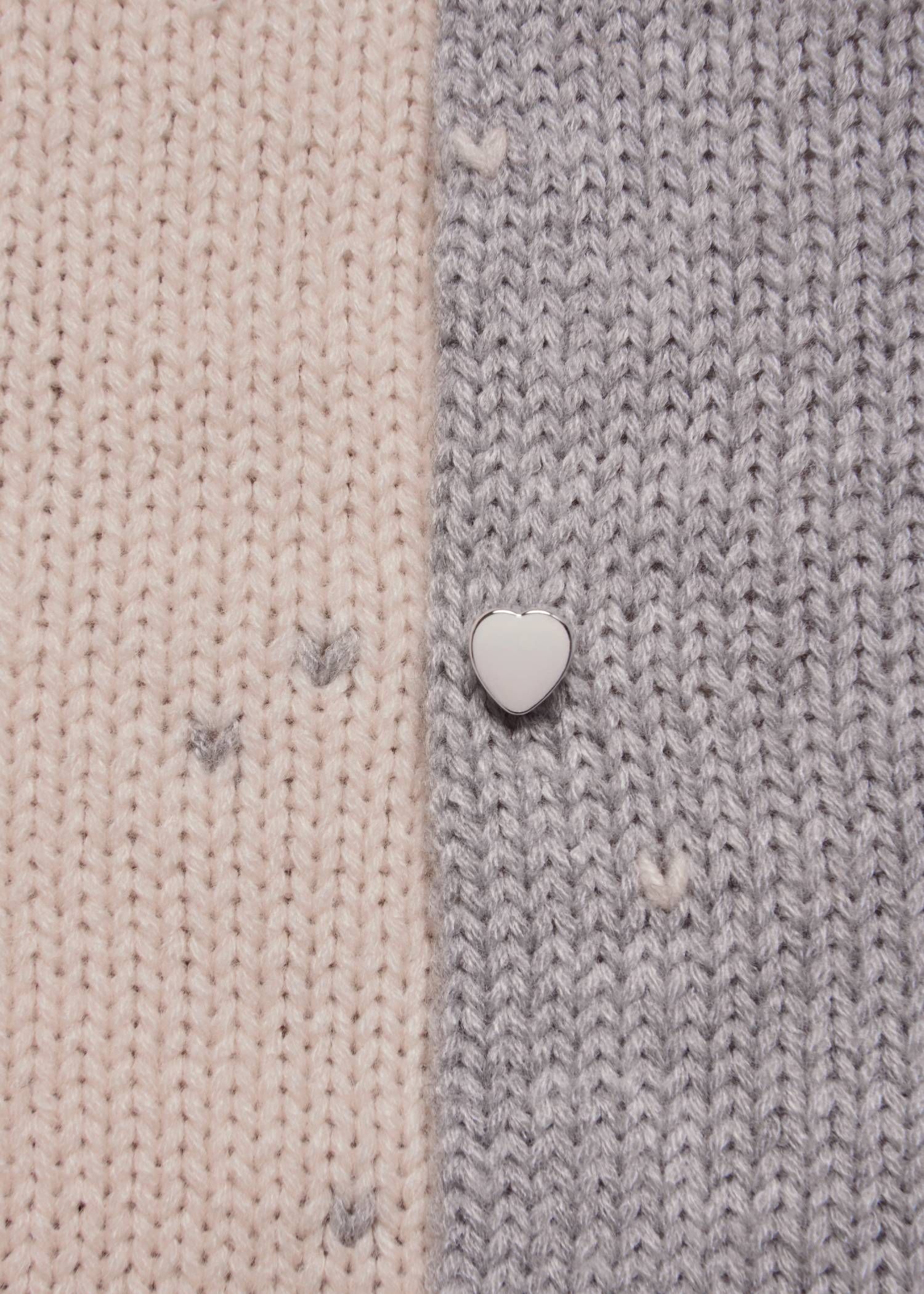 【ロング】ハートドット リバーシブルカーディガン (グレー×ベビーピンク) long heart dot jacquard reversible knit cardigan (gray×baby pink) /  26SS