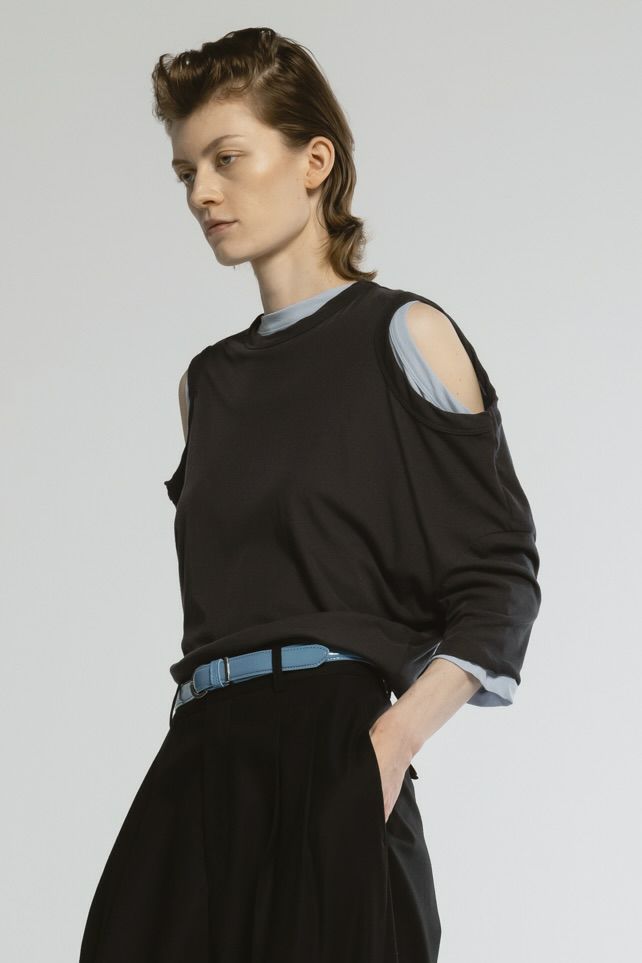 【25SS】SHEF OPEN SHOULDER T-SHIRT / オープンショルダーTシャツ (チャコールグレー)