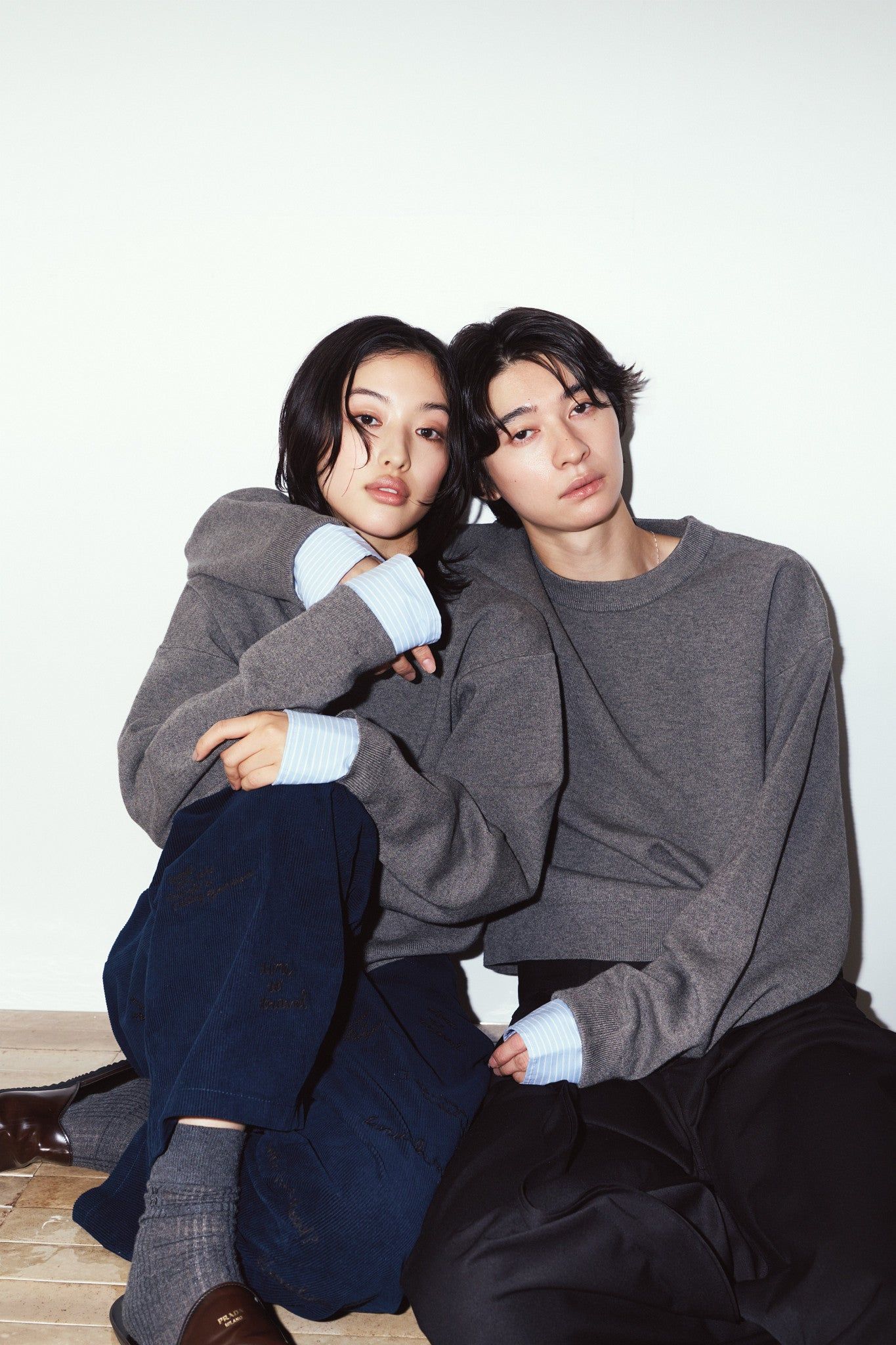 【UNISEXサイズ】2ウェイ ノームコア ニット (グレー) 2way cuffs normcore knit(unisex) (Gray) / 26AW