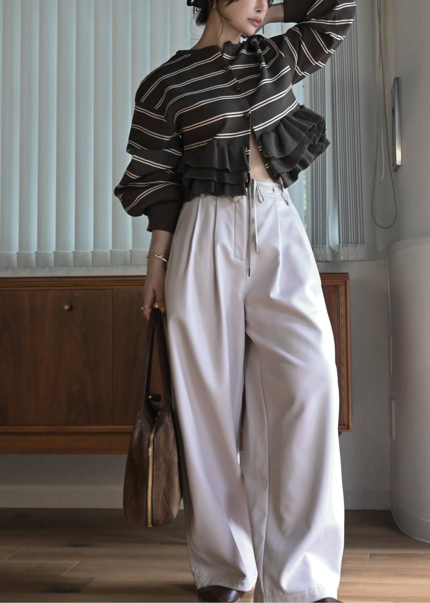 シンセティックレザーパンツ (ライラック) soft synthetic leather relaxed tuck PT (Lilac) /  26AW