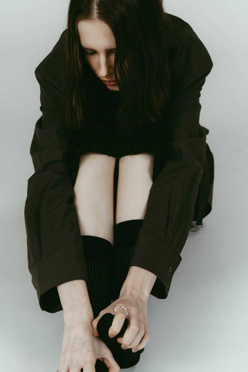 embroidered long socks (Black) / ロゴ刺繍 ロングソックス (ブラック) / 26SS