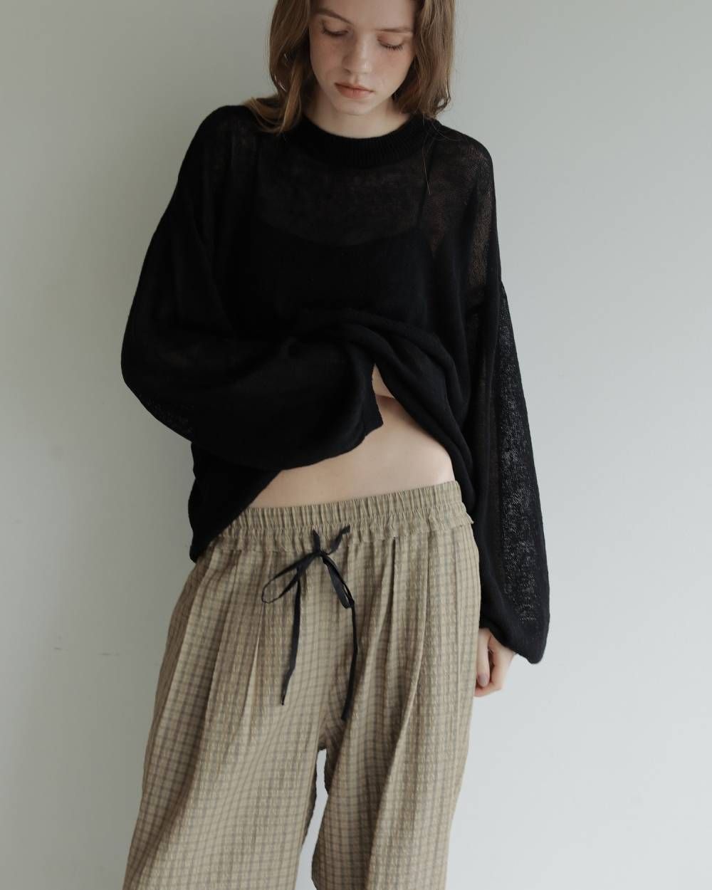 シアサッカー ルーズパンツ (ベージュ) Suckercheck Loose Pants (Beige) / 27SS