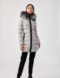 【26AW】CALLA-BX / ファー付きストレッチダウンコート (ミネラルグレー) / レディース