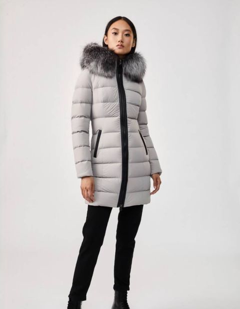 【26AW】CALLA-BX / ファー付きストレッチダウンコート (ミネラルグレー) / レディース