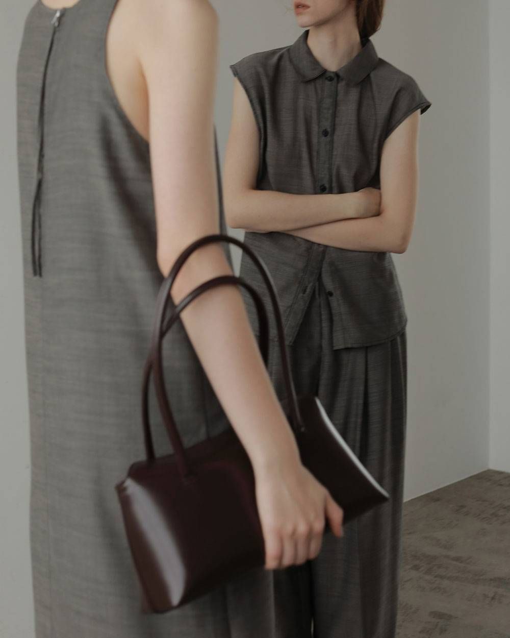 レザーボストンバッグ (ブラウン) Leather Boston Bag (Brown) / 27SS