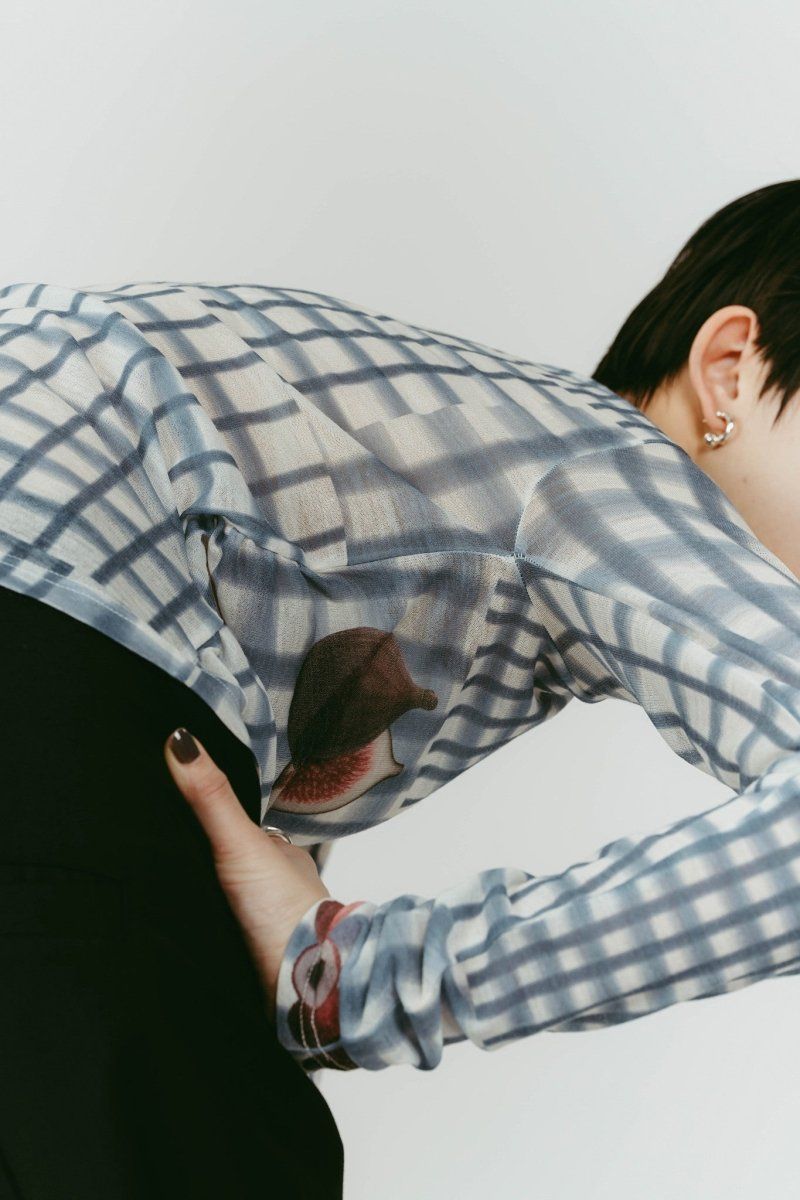 fruit-check print knit (Blue) / フルーツチェックトップス (ブルー) / 26SS