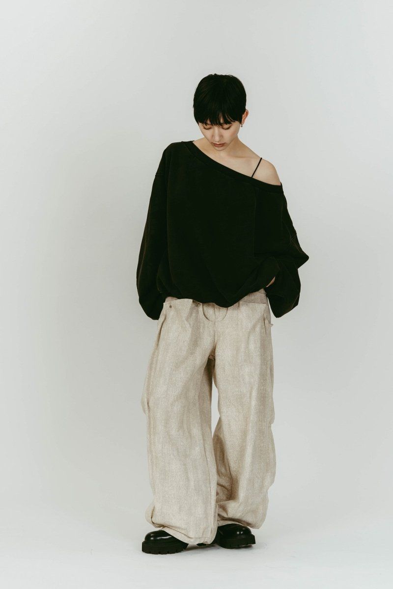 off shoulder vintage sweat (Black) / オフショルダー ヴィンテージスウェット (ブラック) / 26SS