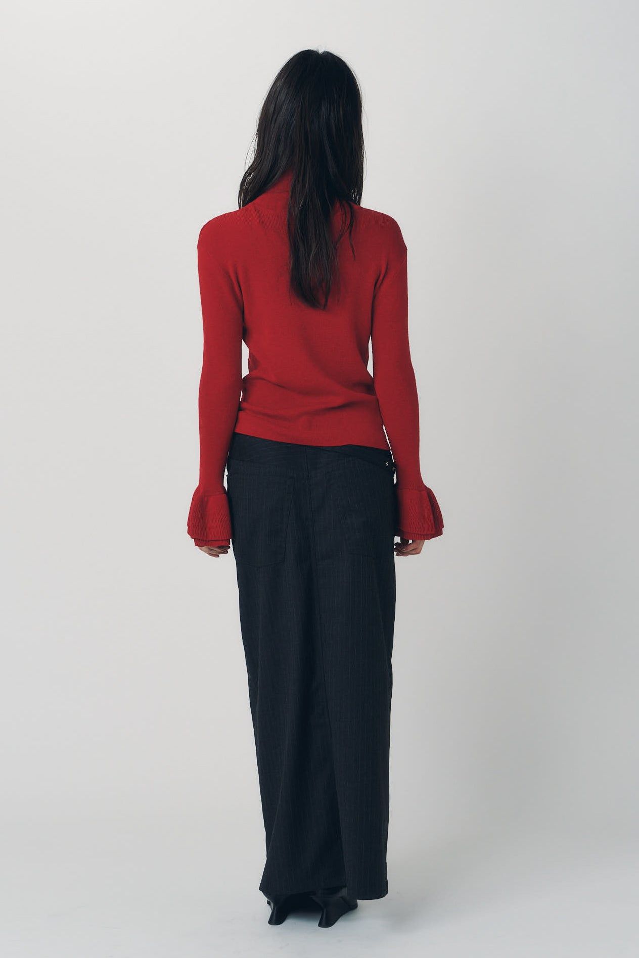 フリルハイネックニット (レッド) frill high neck knit (Red) / 26AW