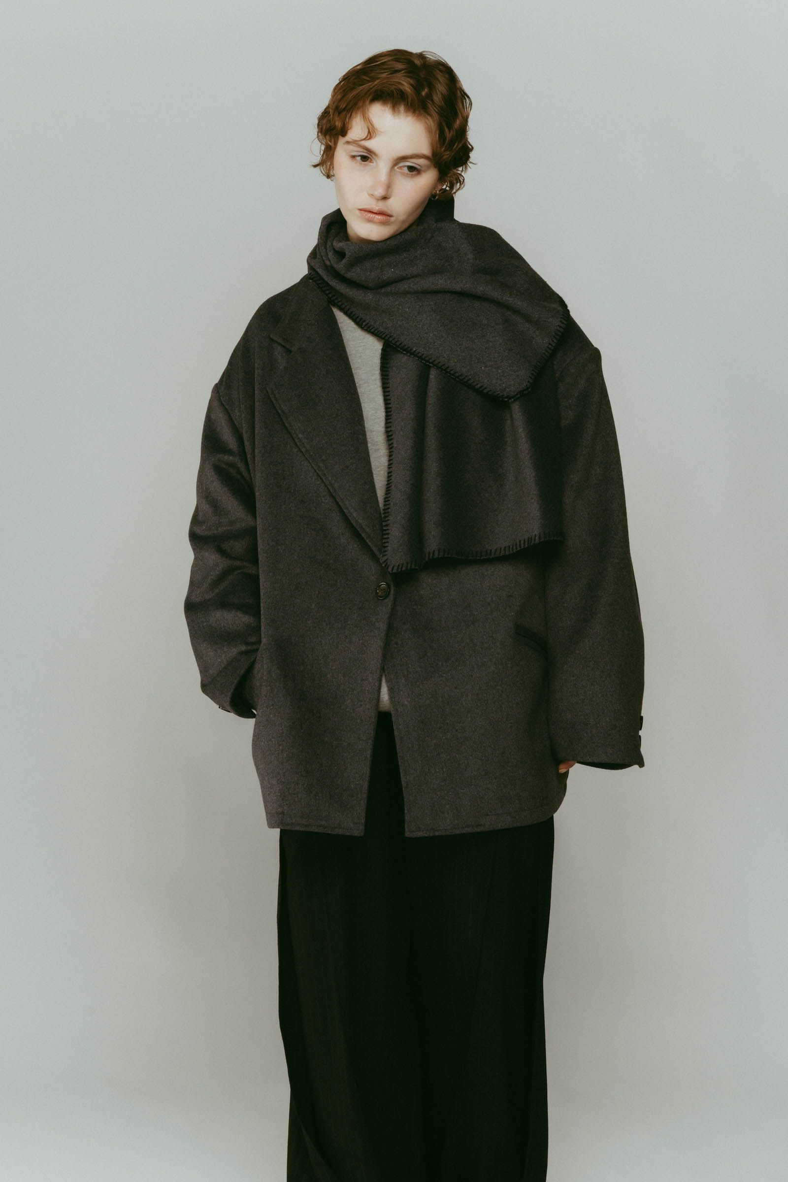 muffler overlay jacket(unisex) / マフラー オーバージャケット (グレー) / 25AW