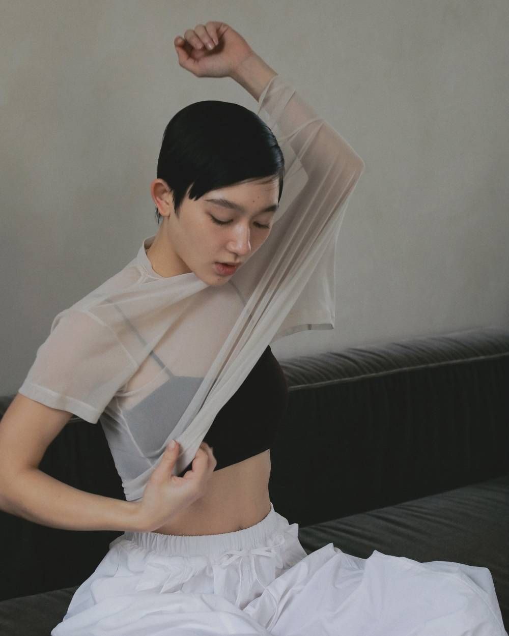 シアーチュールTシャツ (アイボリー) Sheer Tulle T-Shirts (Ivory) / 26SS