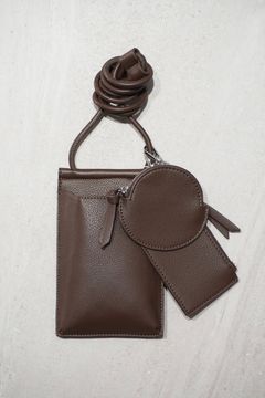 RECYCLING LEATHER MULTI MOBILE POUCH / リサイクルレザーマルチモバイルポーチ (ブラウン) スマホショルダー/コインケース・カードホルダー付き / 取り外し可能
