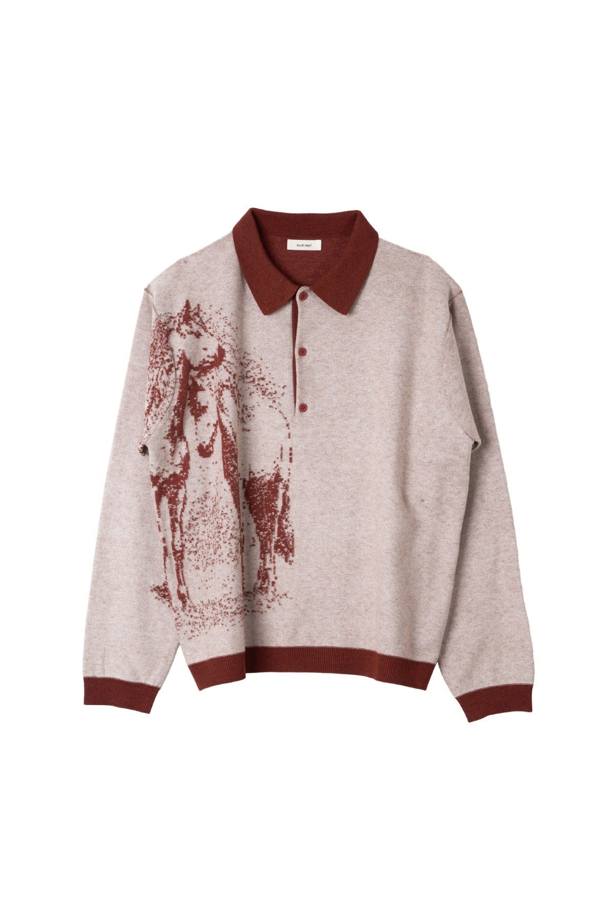 リバーシブル ジャガードポロニット (レッド) reversible jacquard polo knit(unisex) (Red) / 26AW