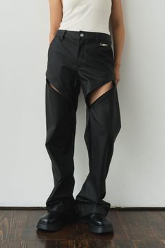 2way cut leather pants / 2ウェイ カットレザーパンツ (ブラック)