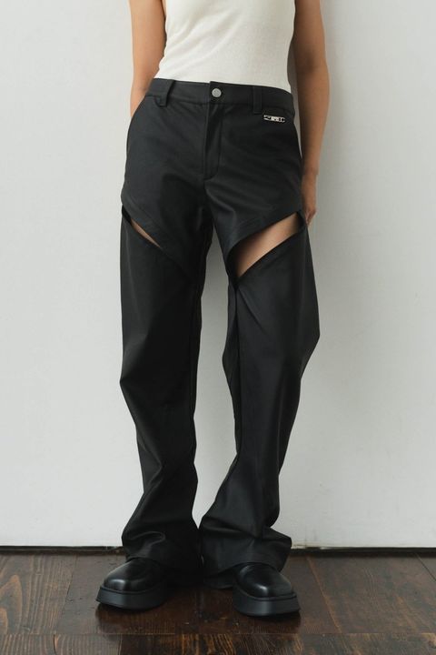 2way cut leather pants / 2ウェイ カットレザーパンツ (ブラック)