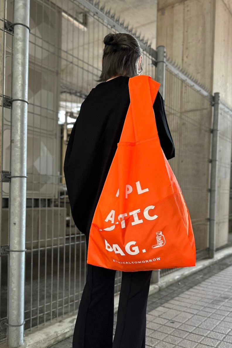 再生PETのBAGでNO PLASTICを叫ぶBAG (オレンジ)