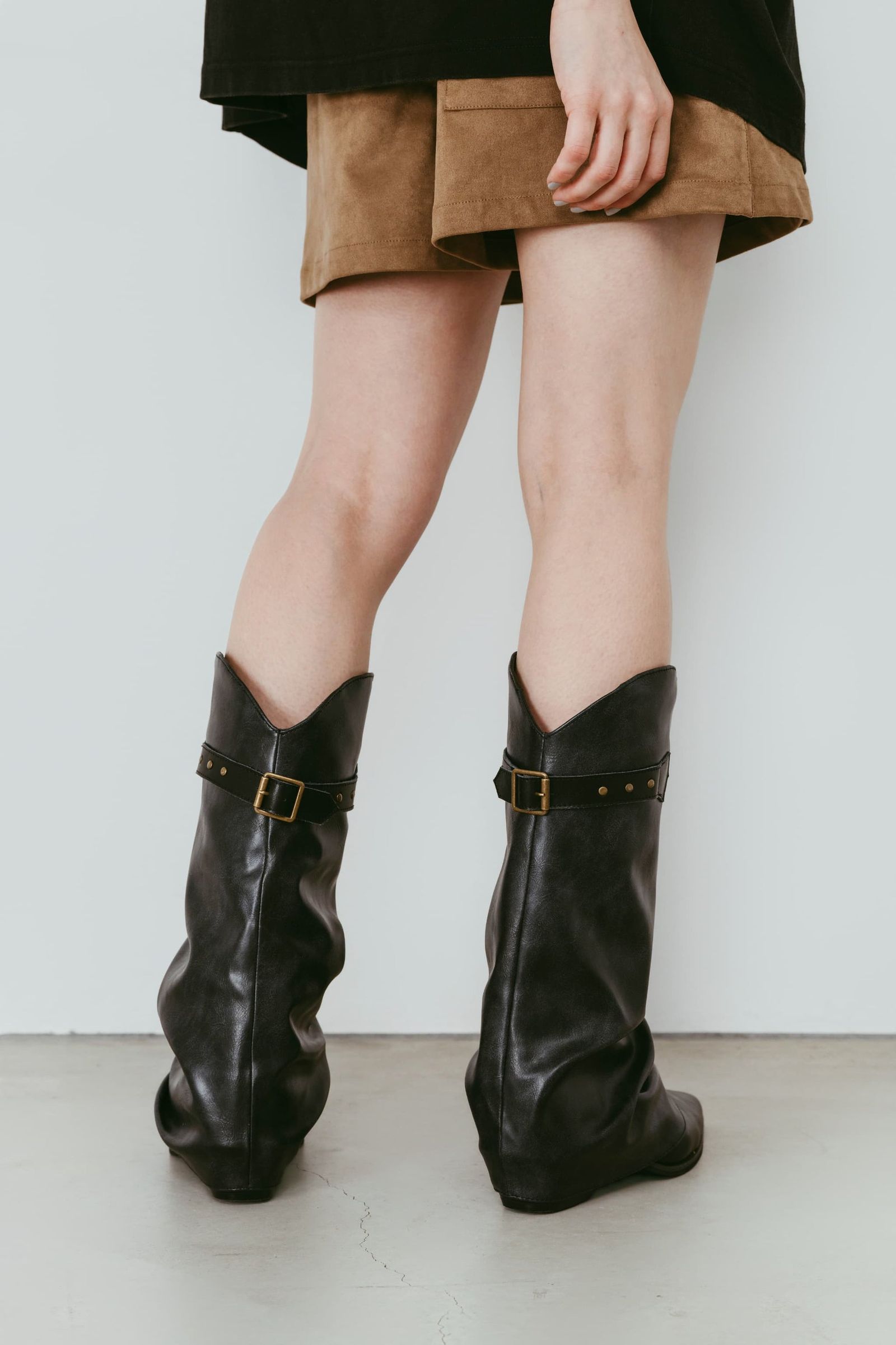 ウエスタンベルテッドブーツ (ブラック) western belted boots (Black) /  26SS