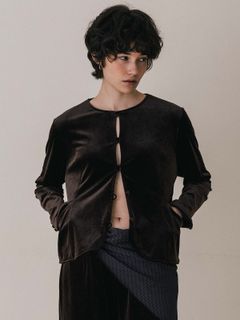 【25AW】HILTON VELOURS CARDIGAN / ヒルトンベロアカーディガン (ブラウン)