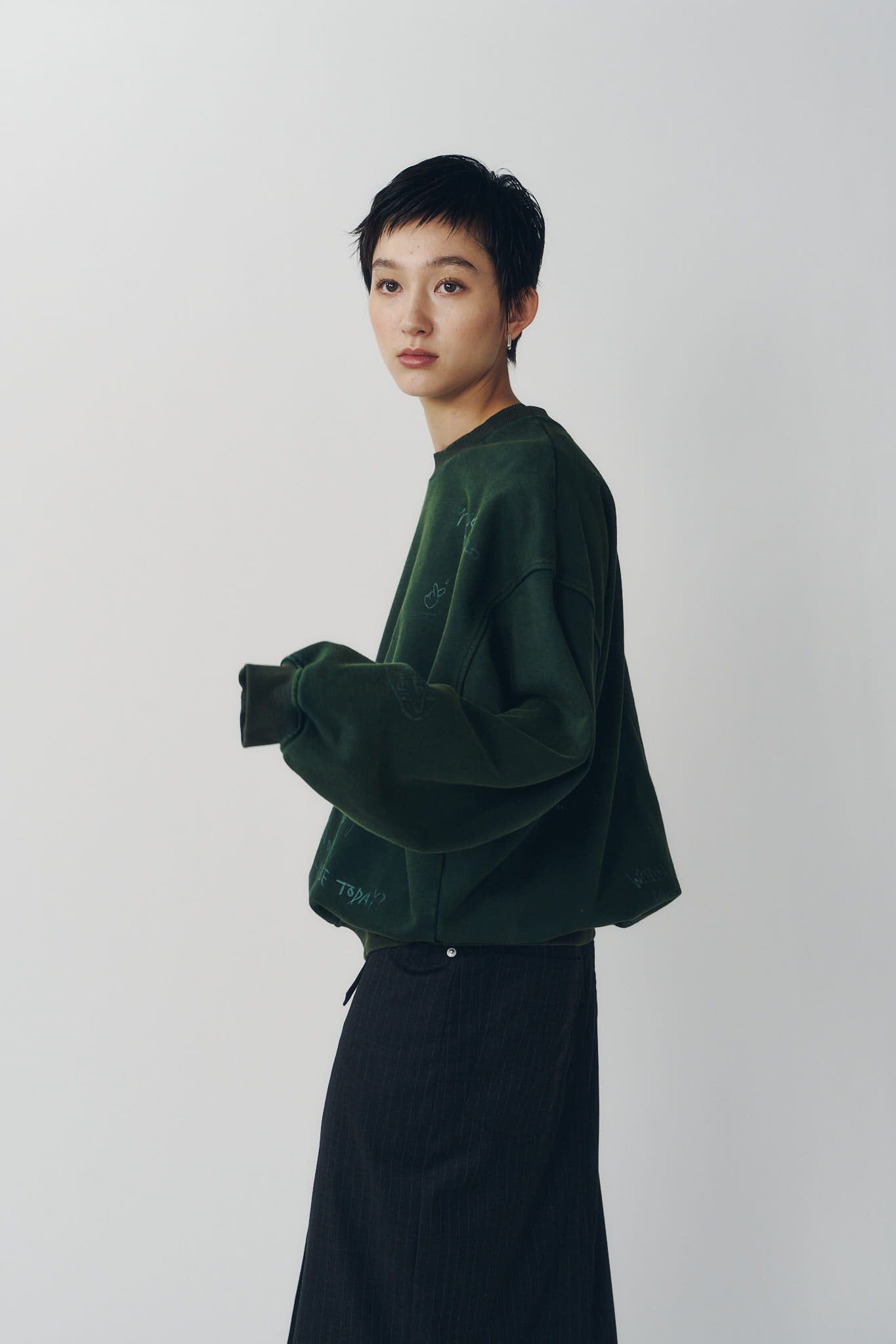 メッセージ スウェット (グリーン) message sweatshirt(unisex) (Green) / 26AW