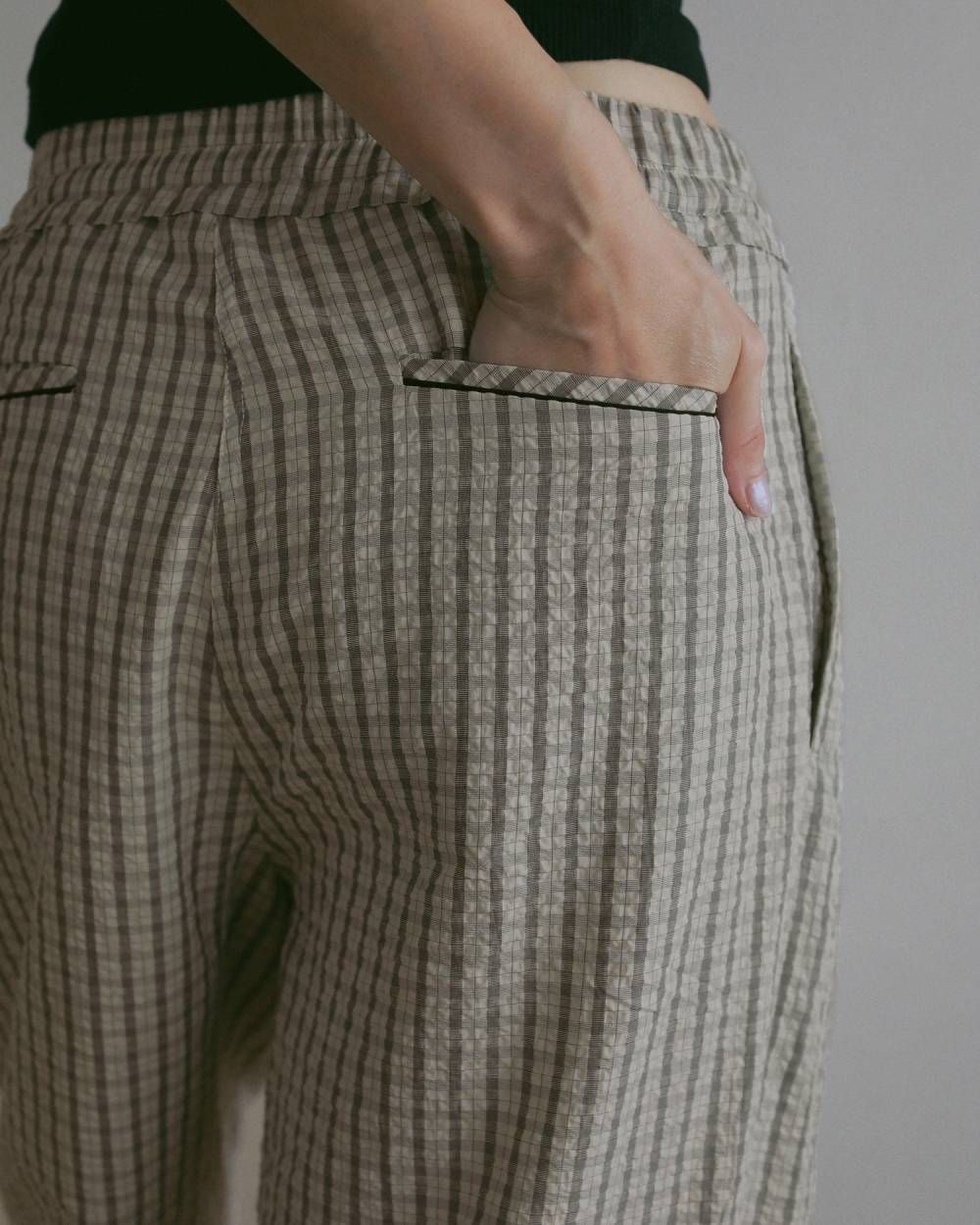 シアサッカー ルーズパンツ (アイボリー) Suckercheck Loose Pants (Ivory) / 27SS
