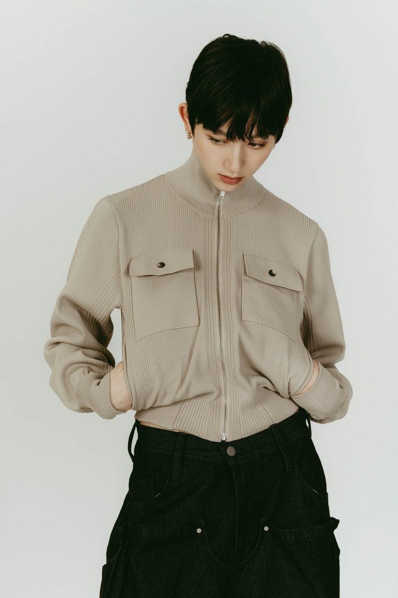 pocket zip up knit (Sandbeige) / ポケットジップアップニット (サンドベージュ) / 26SS