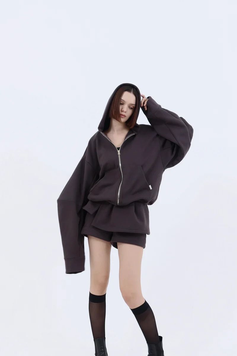 Edge forme ZIP hoodie / エッジフォーム ジップフーディ (チャコール)