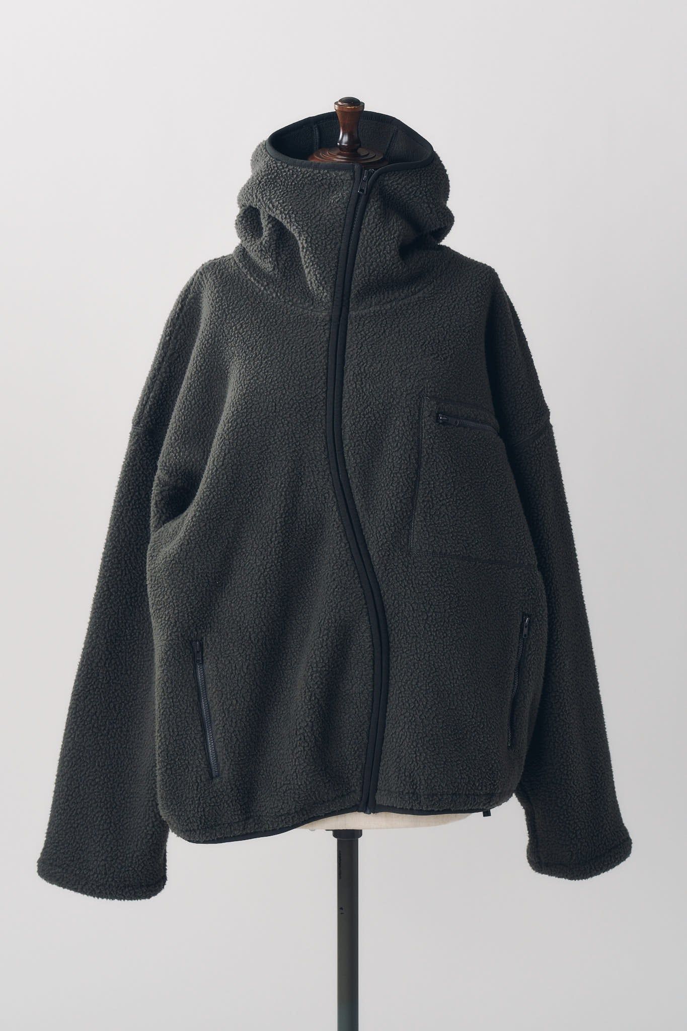 カーブジップ ボアフーディ (グレー) curved zip boa hoodie(unisex) (Gray) / 26AW