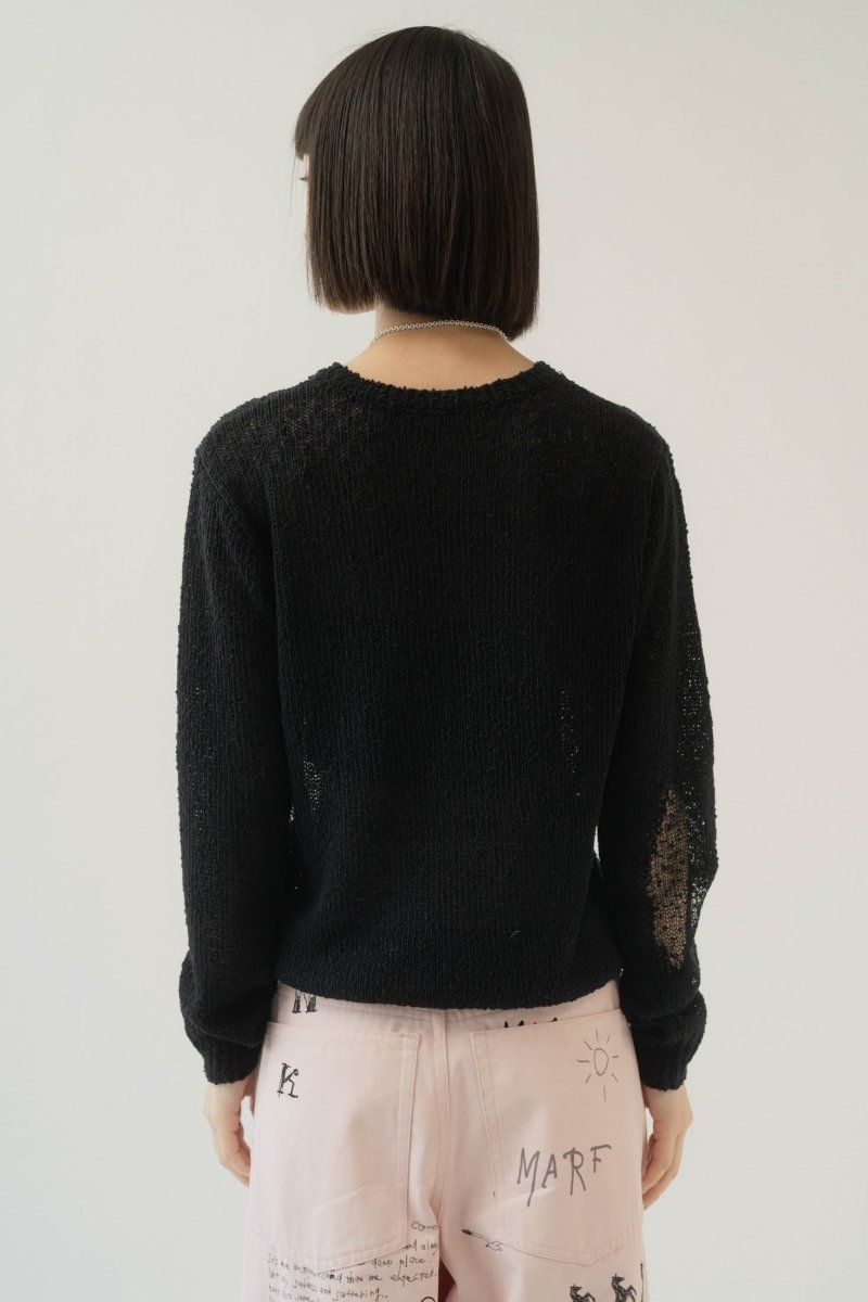 damage knit pullover / ダメージニットプルオーバー (ブラック) / 25SS
